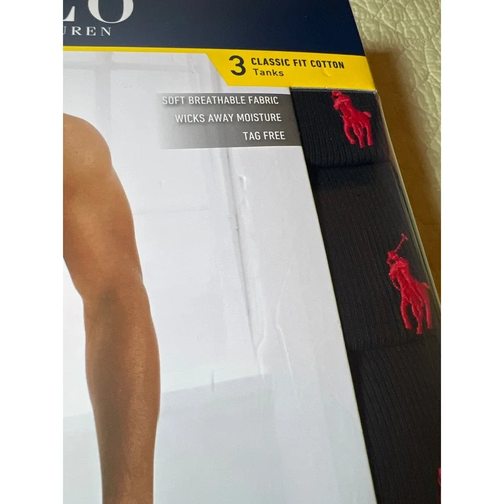 Polo Ralph Lauren 3 Classic Fit Cotton Tanks Mens Medium‎ Gray Wicks Moisture